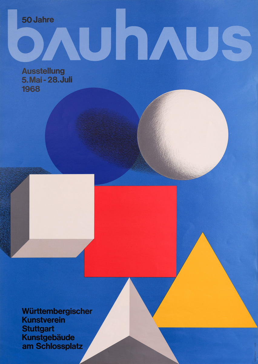 アート・デザイン・音楽 50 years bauhaus German exhibition 1969 Herbert Bayer poster, 50 Jahre Bauhaus | Grafa Gallery