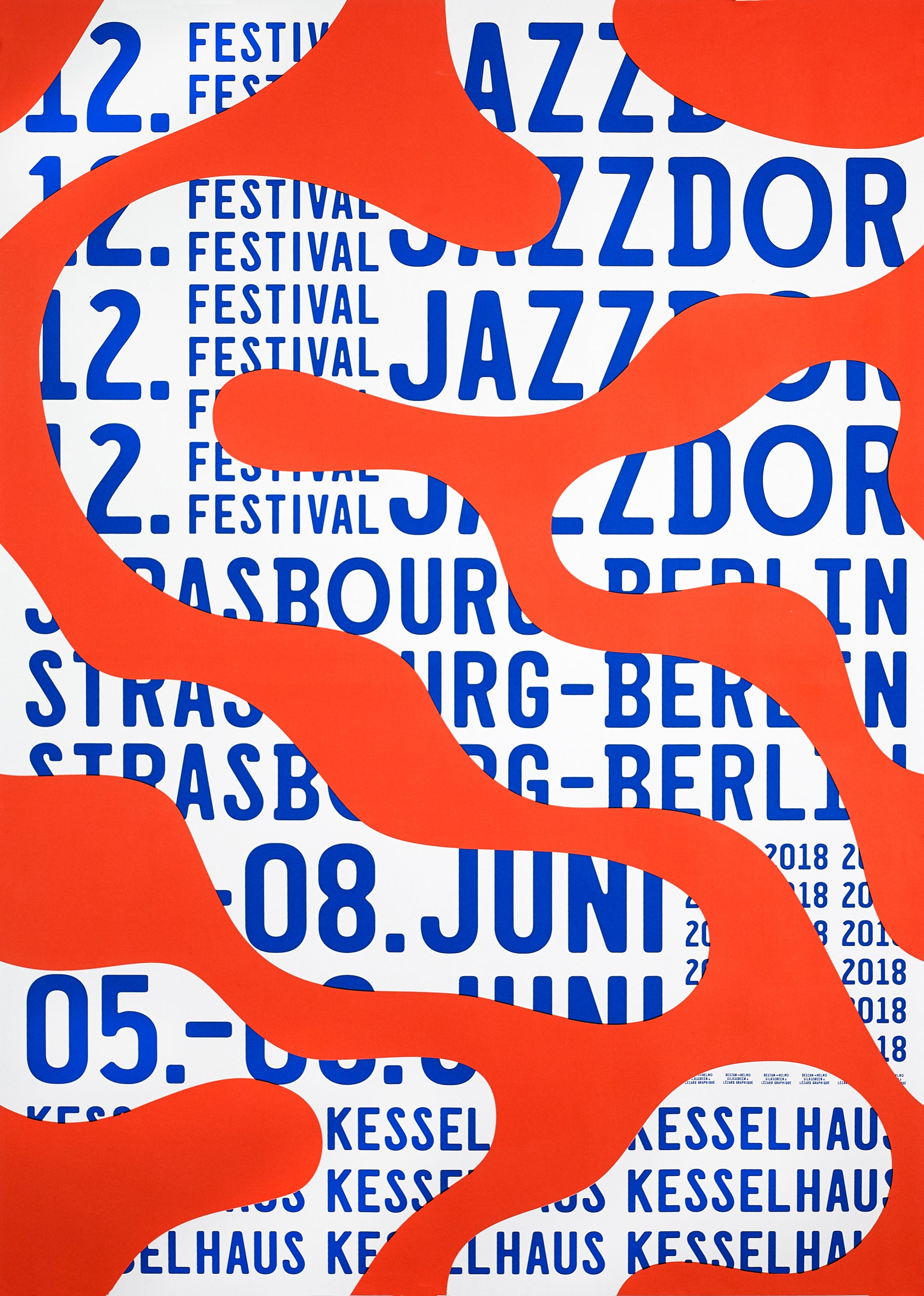 Helmo poster, Jazzdor Festival Berlin 2018, orange swirls | Grafa Gallery