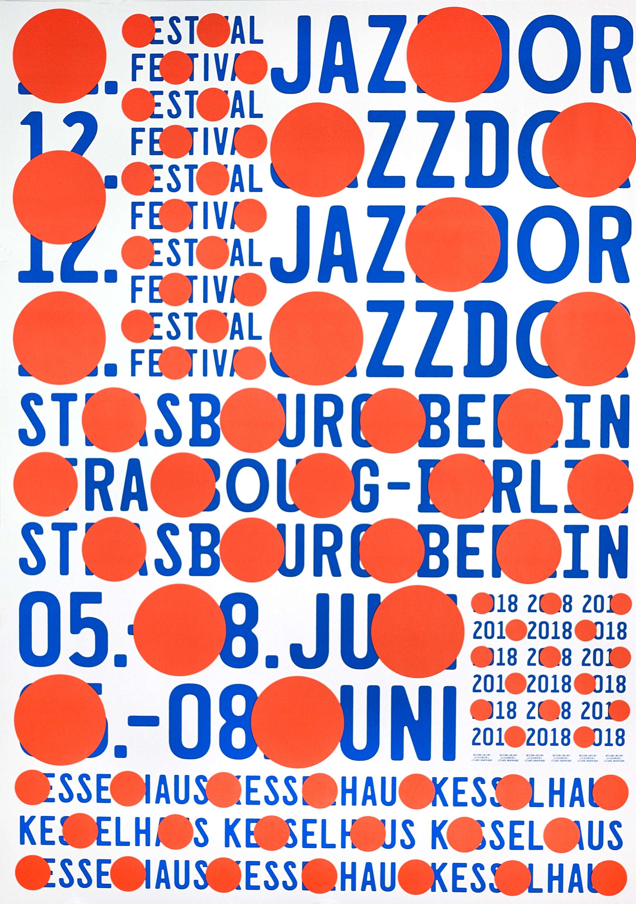 Helmo poster, Jazzdor Festival Berlin 2018, orange dots | Grafa Gallery